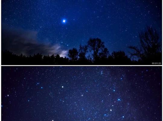 4k唯美梦幻蓝色星空流星雨背景视频素材