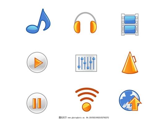 素材音符耳机光碟照相机胶片电影机录像机录音机收音机