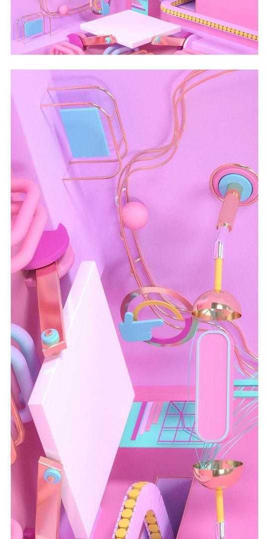 （可下载）双十一电商活动banner卡通城堡3d儿童可爱立体场景背景psd素材