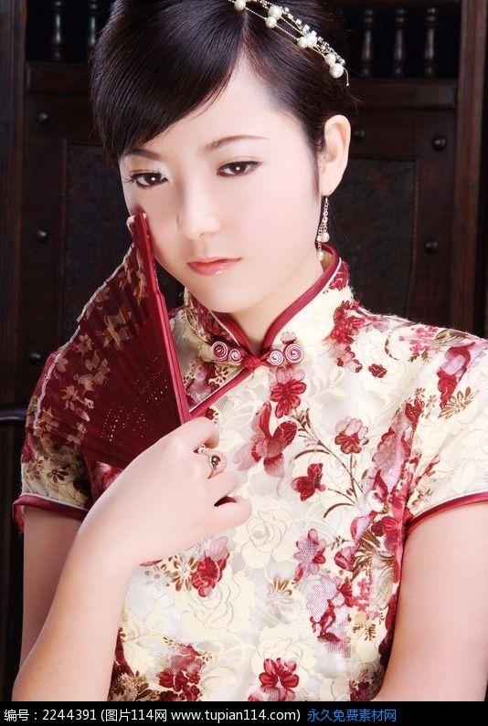 拿着扇子的旗袍美女设计素材免费下载女人图片jpg图片114