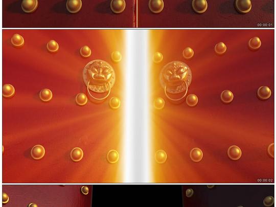 皇城古代3d大门打开带透明通道视频素材