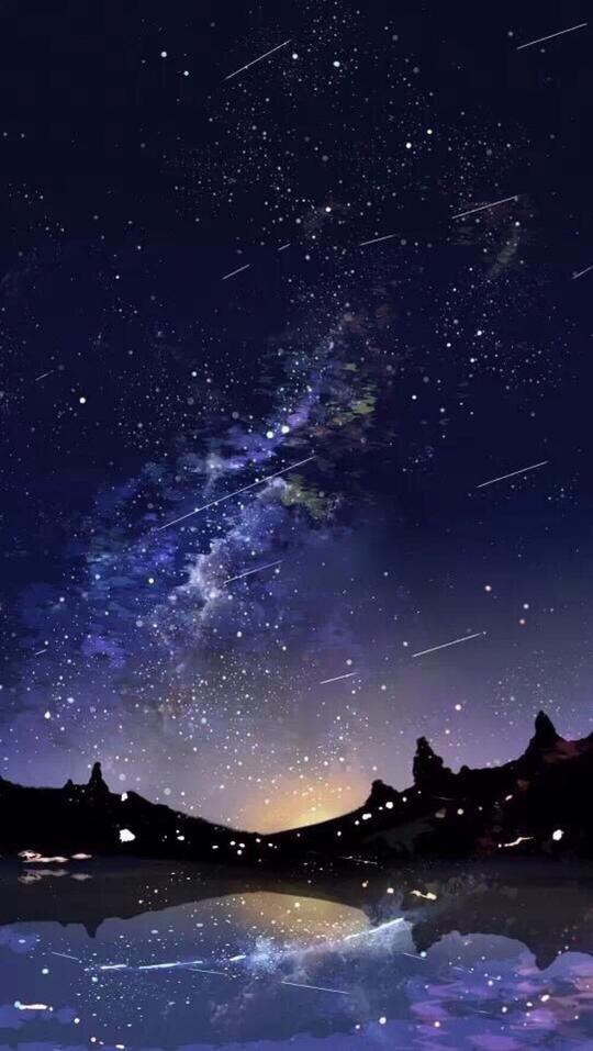 唯美夜晚星空景色高清图片_素材公社