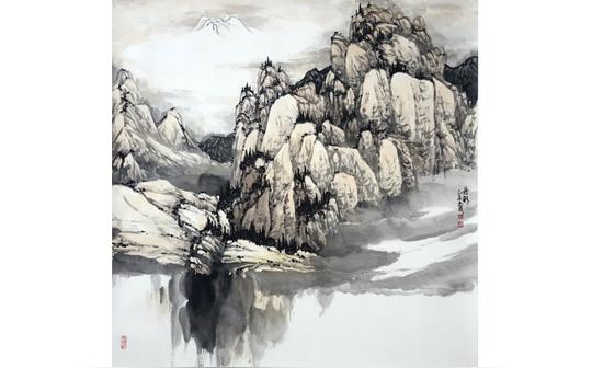 备案作品装饰作品名家作品印章工艺品丹彩陈志武写意山水画折