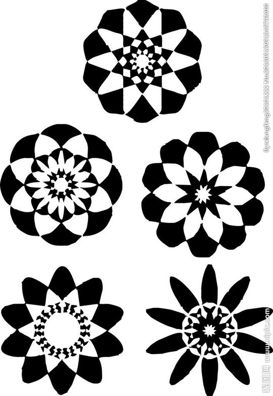 花卉图案设计黑白图片展示_花卉图案设计黑白相关花卉线描基础图案