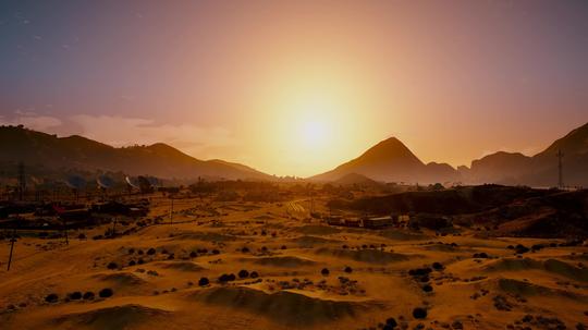 4k沙漠烈日cg场景_3840x2160_高清视频素材下载(编号