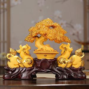 礼之源绒沙金招财貔貅摆件工艺品生意兴隆发财树聚宝盆开业礼品