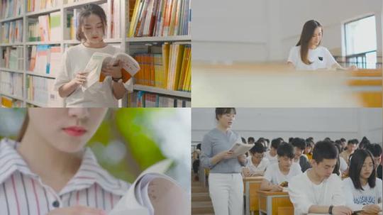 大学生在学校读书看书上课视频素材