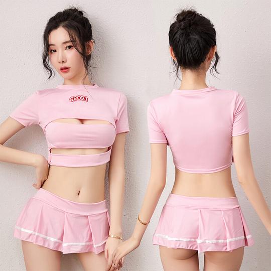 品贤情趣内衣女情趣睡裙套装sm激情开档粉色学生装制服诱惑开乳迷你短裙丁字裤