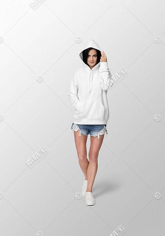 时尚年轻外国女模特服装卫衣展示智能样机素材