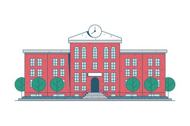 简约学校校园读书开学季红色教学楼素材