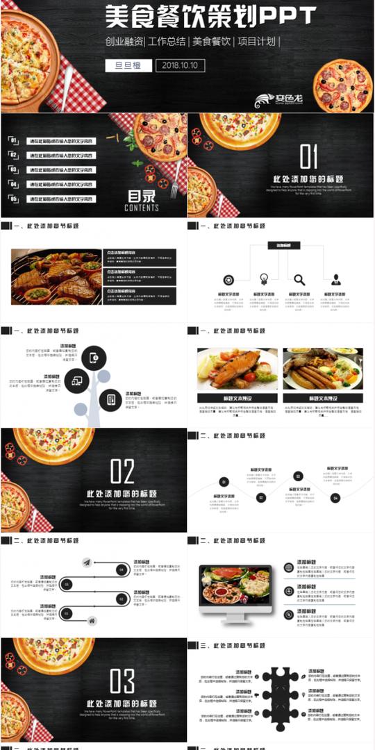 餐饮美食酒店餐厅工作汇报创业计划书ppt动态模板