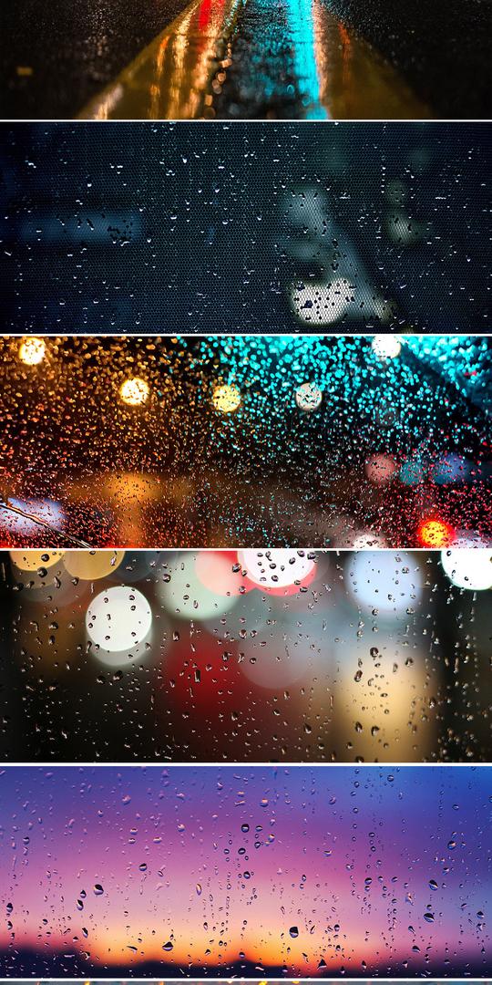 唯美夜晚下雨天雨水雨滴水珠背景