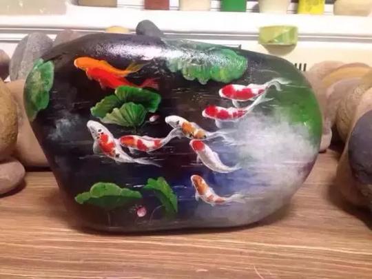中国风石头画水果石头画分享熊猫石头画小过程~3.