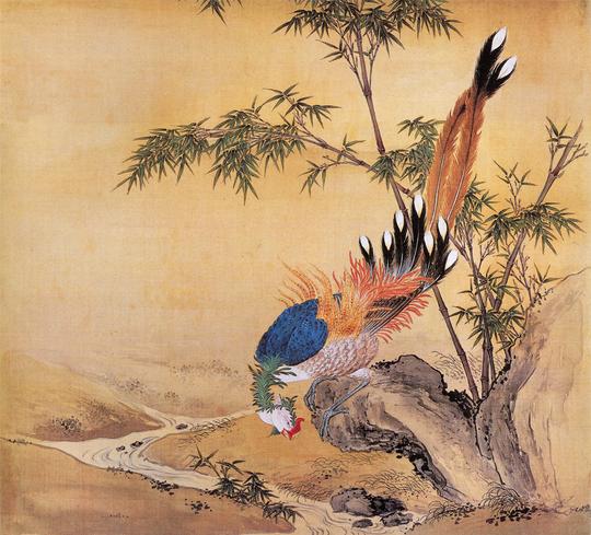 故宫鸟谱001凤凰仿古画复制名人字画名家书画29x32花鸟画小品国画