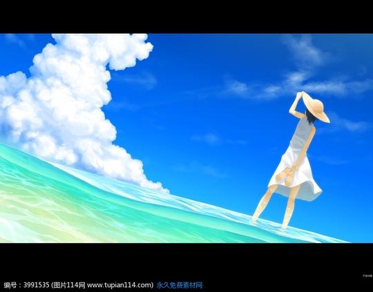 海边清新动漫素材图