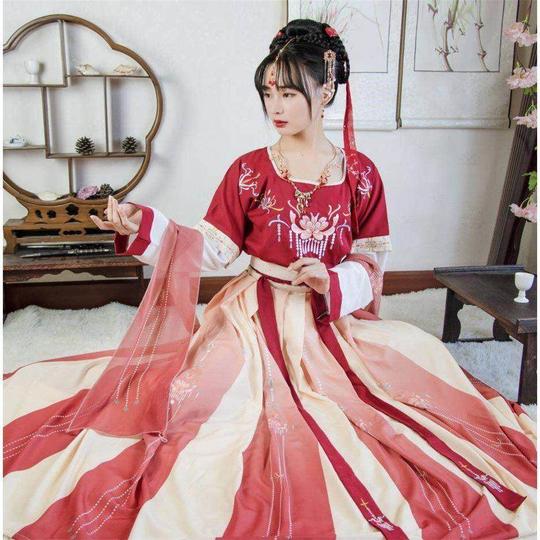 【月芙蓉】如韵汉装白菜汉服女坦领半臂齐腰襦裙三件套秋夏季日常
