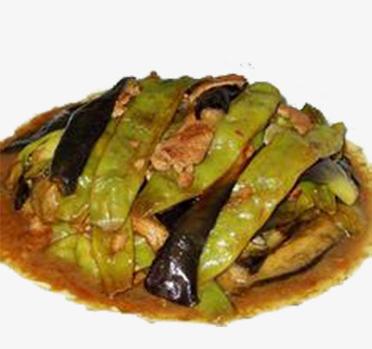 豆荚炒茄子免抠素材