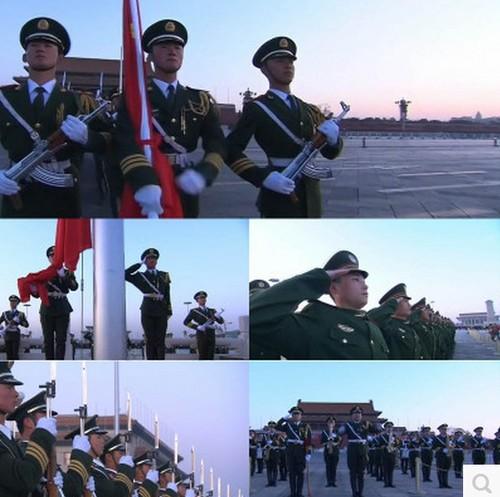 中国仪仗队升旗仪式敬礼天安门广场升国旗仪式高清实拍视频素材