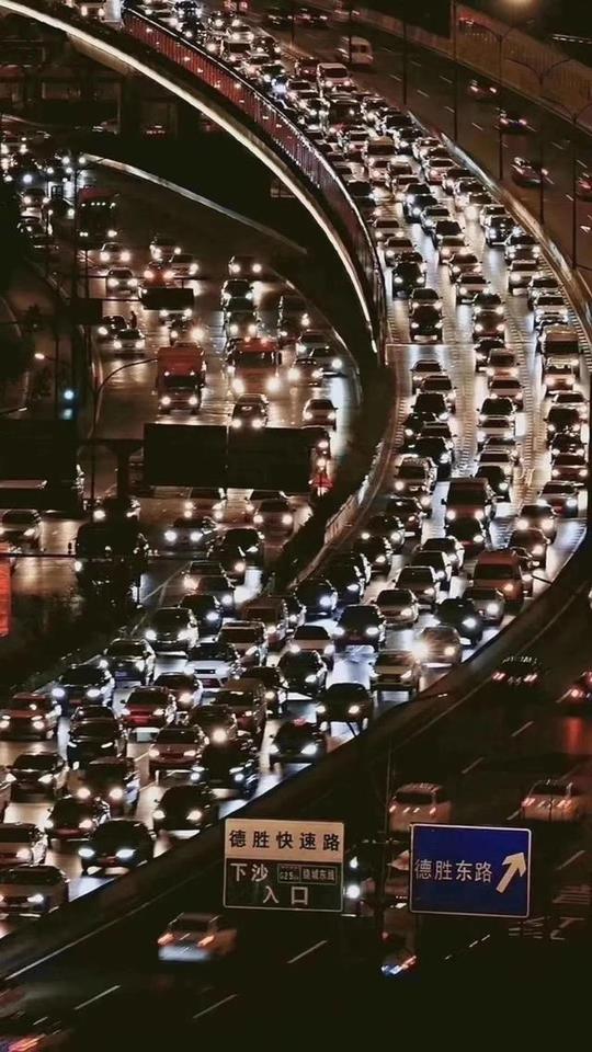 夜晚车流交通堵塞实拍视频素材图片_实拍视频素材__红动中国
