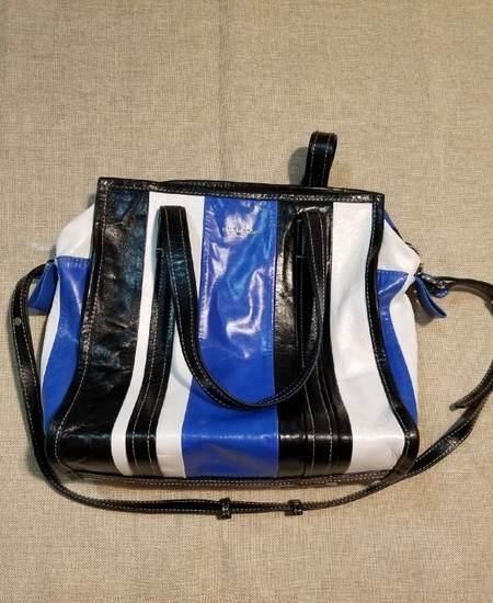 巴黎世家balenciagabazar包/购物袋,蓝白黑拼色,潮.
