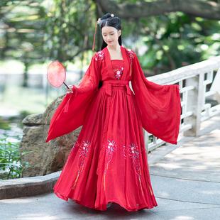 汉服女中国风古装仙女樱花超仙正品原创红色花嫁齐腰仙气飘逸古风图片