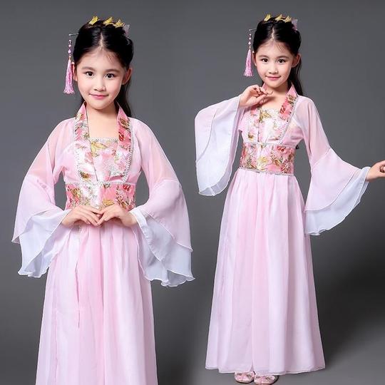 紫色儿童汉服女童古装超仙摄影古诗服装春季拍摄走秀春夏6-7-9。