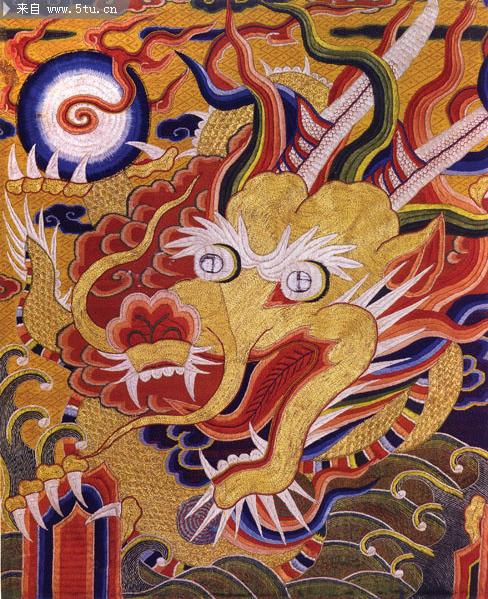 龙头图案传统十字绣素材
