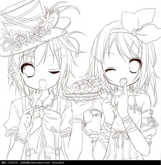 免费素材图片素材漫画插画人物卡通卡通吃零食的女孩线描请您