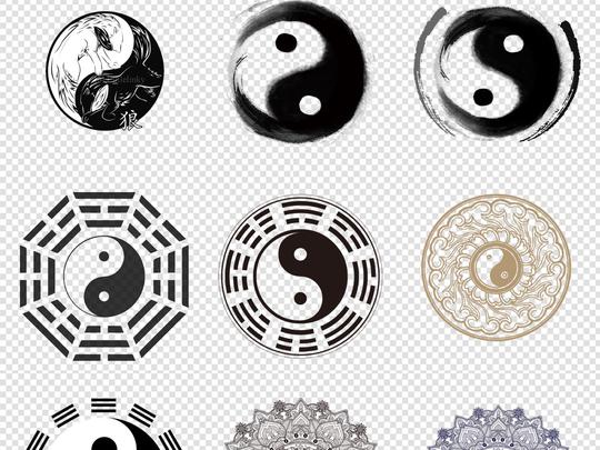 免抠元素标志丨符号其他>中国风水墨太极八卦png元素素材图片