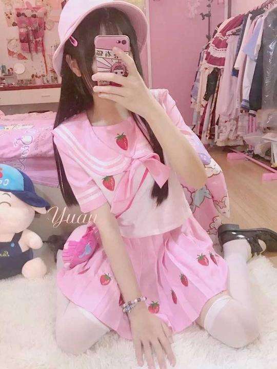 【急出】渔老板家粉色草莓软妹jk制服s码无吊牌仅试穿，状态