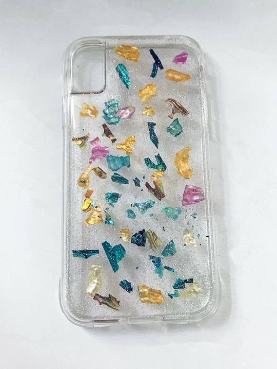适用iphonex干花贝壳金箔手机壳自然鲜花滴胶手机壳来料来图加工