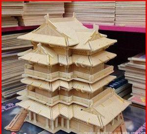 四联3d立体拼图木质模型玩具创业地摊货江西滕王阁