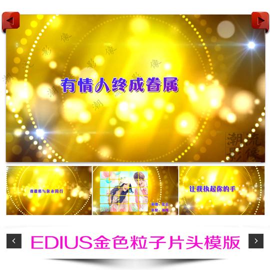 最新edius高清婚礼金色粒子婚礼录像开场片头片尾模板素材ed模版