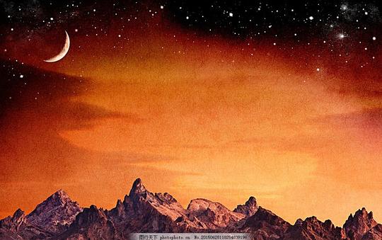月夜背景素材高山大山星空月亮星星夜景夜晚底纹背景