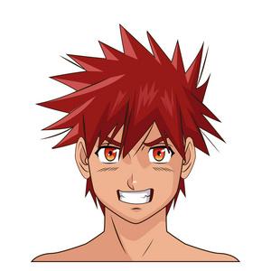 肖像漫画动漫男性红色头发眼睛的表情图片