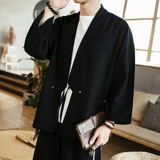 日系复古和风居家日式和服男开衫棉麻宽松薄款外套羽织男女同款
