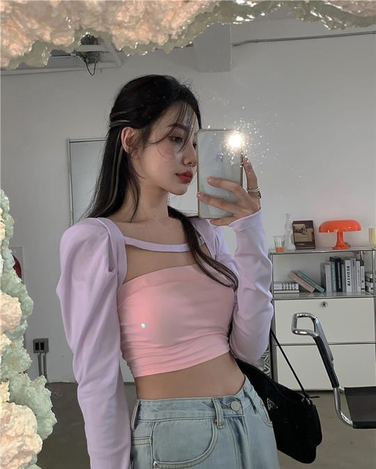 网红抖音同款直播衣服女主播服上镜性感甜美气质显胸打底抹胸上衣