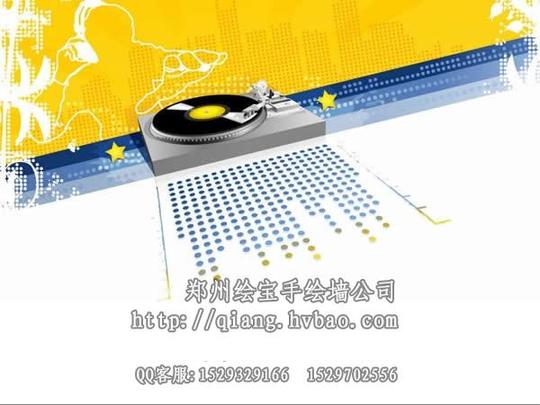 手绘墙素材音乐艺术类唱片机音乐动听唯美
