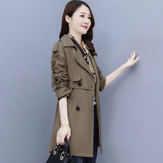 法莎尼亚轻奢品牌风衣外套女2022年新款春秋早春款小个子今年流行高端中长款大衣冬卡其m