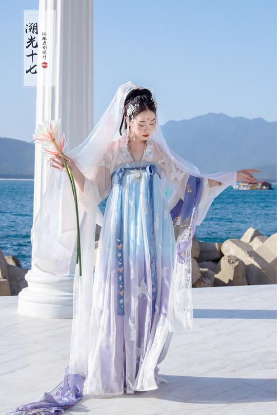 溯光十七|长相思春夏齐胸齐腰日常汉服襦裙清新仙气蓝紫色定金-淘宝网