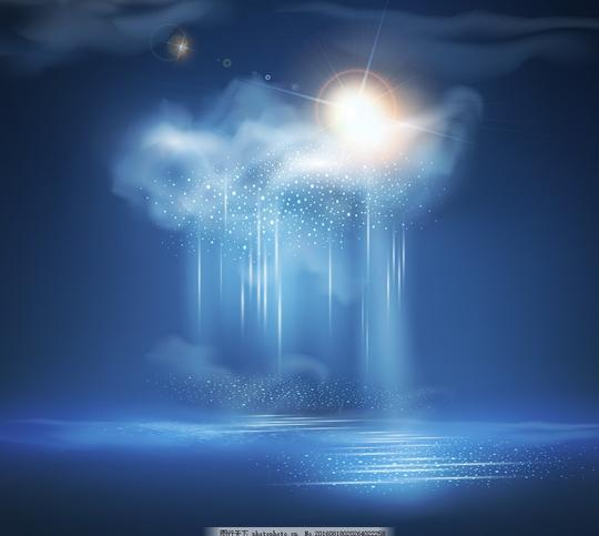 雷雨雨天气背景精致矢量素材玄幻炫酷矢量背景设计底纹边框