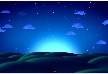 夜晚星空草地卡通基础视频素材背景视频年会视频酷炫背景