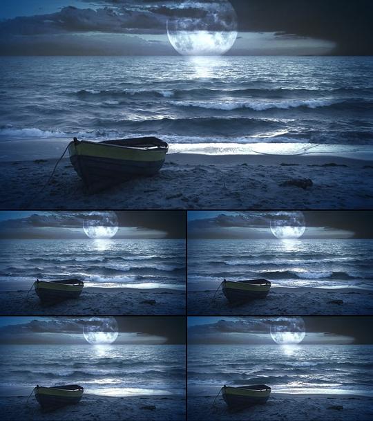 宁静夜晚唯美大海月光视频素材