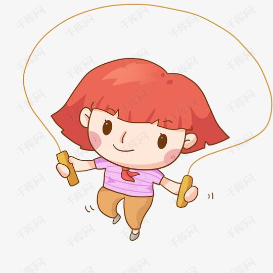 秋季运动会戴着红领巾跳绳的小女孩免抠png素材