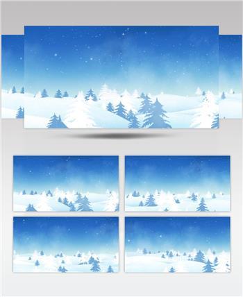 -圣诞节系列款y1546冬季雪景下雪松树led视频素材库