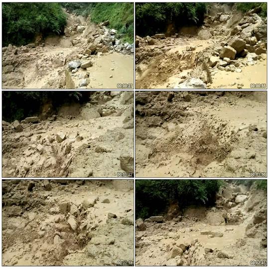 塌方泥石流灾害自然灾害山洪爆发山松动灾难洪涝洪灾高清视频素材