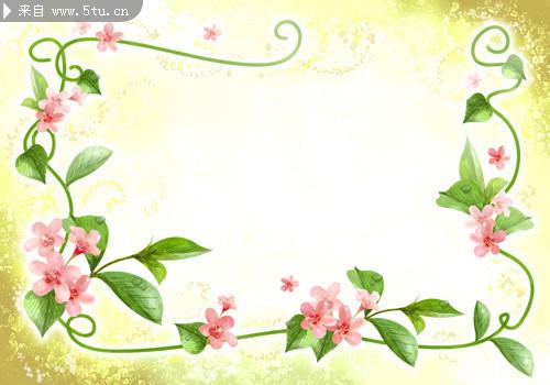 花枝边框psd素材手绘唯美花藤图片