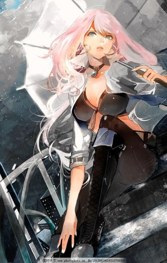 少女与伞动漫美女设计素材动漫美女模板下载阴天雨雨伞卡通美女