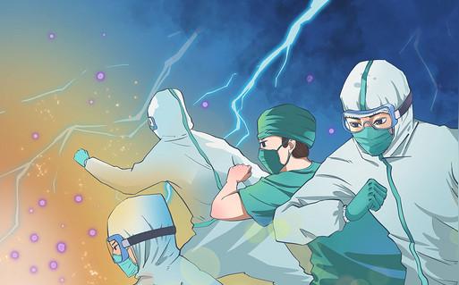 卡通共同抗疫医师节原创插画视频背景