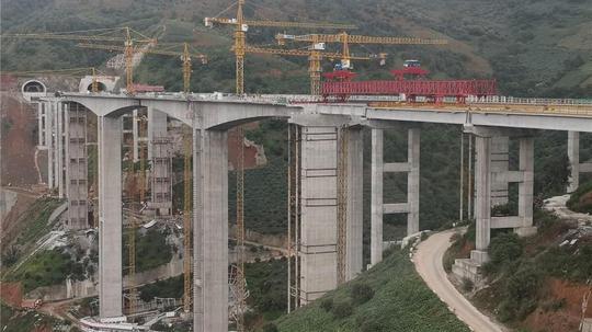 武倘寻高速公路龙树箐特大桥全桥成功合龙